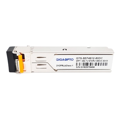 DOM del ricetrasmettitore TX1570nm RX1490nm 80km LC SMF di 1000BASE BX 1.25G BiDi SFP