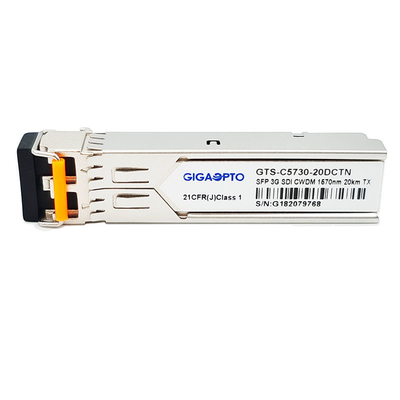 video SFP singolo trasmettitore non MSA 1270nm 1610nm 20km SMF LC DDM del ricetrasmettitore CWDM di 3Gbps DVI
