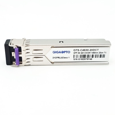 video SFP singolo trasmettitore MSA 1270nm-1610nm 20km SMF LC DDM del ricetrasmettitore CWDM di 3Gbps DVI